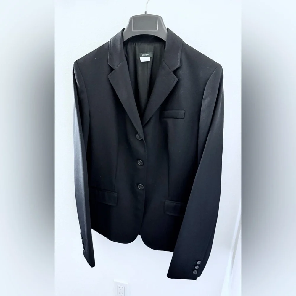 J. Crew Black Wool Suit Blazer Size 12 Tall